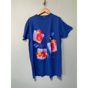 Vintage Disney Winnie The Pooh Blue T-Shirt Sleep Shirt 90s Y2K Dress‎ One Size